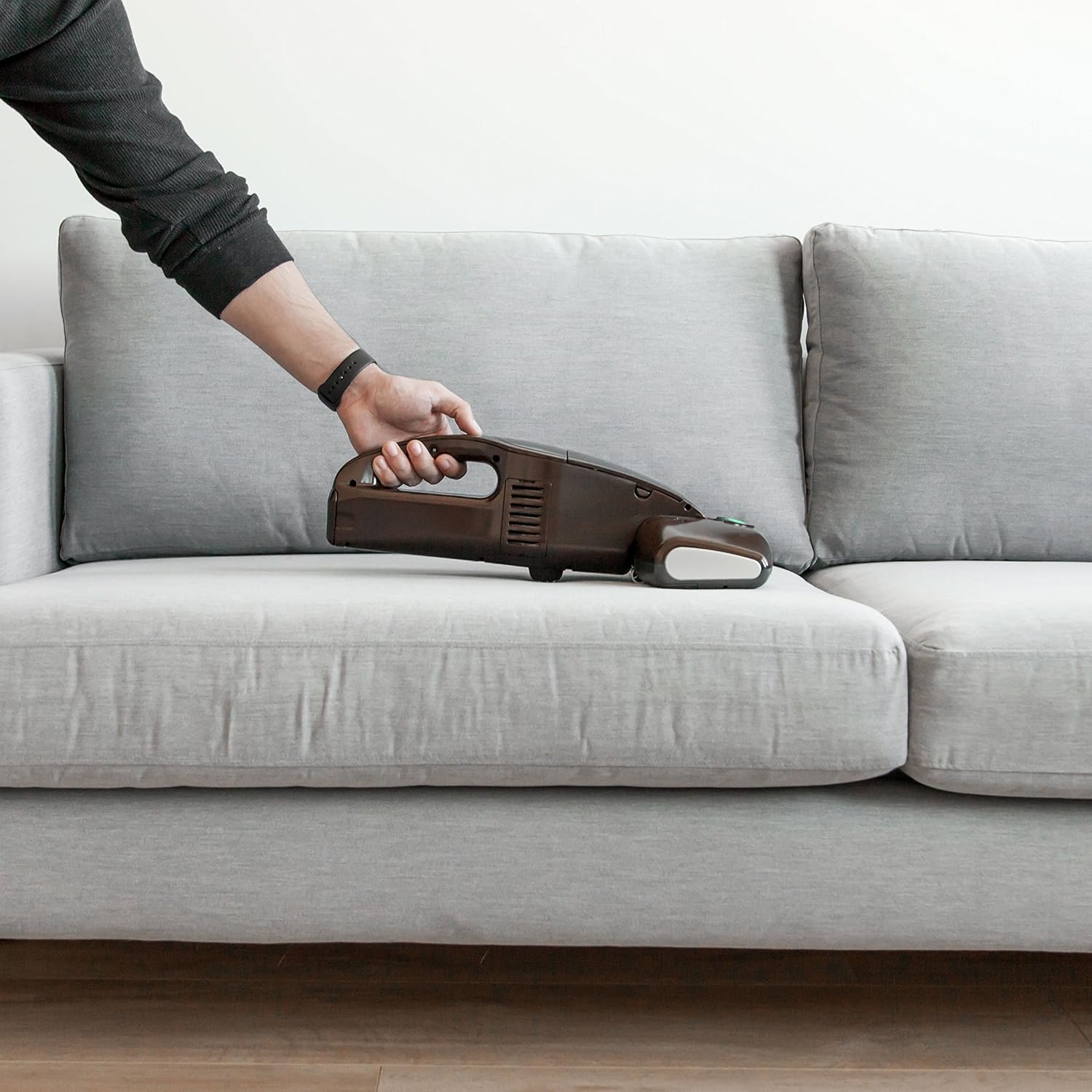 IRIS USA Cordless Mattress Vacuum Cleaner with Sensor Technology, 5 Power Levels, Washable Filter, Rechargeable Lithium-Ion Battery, Espresso