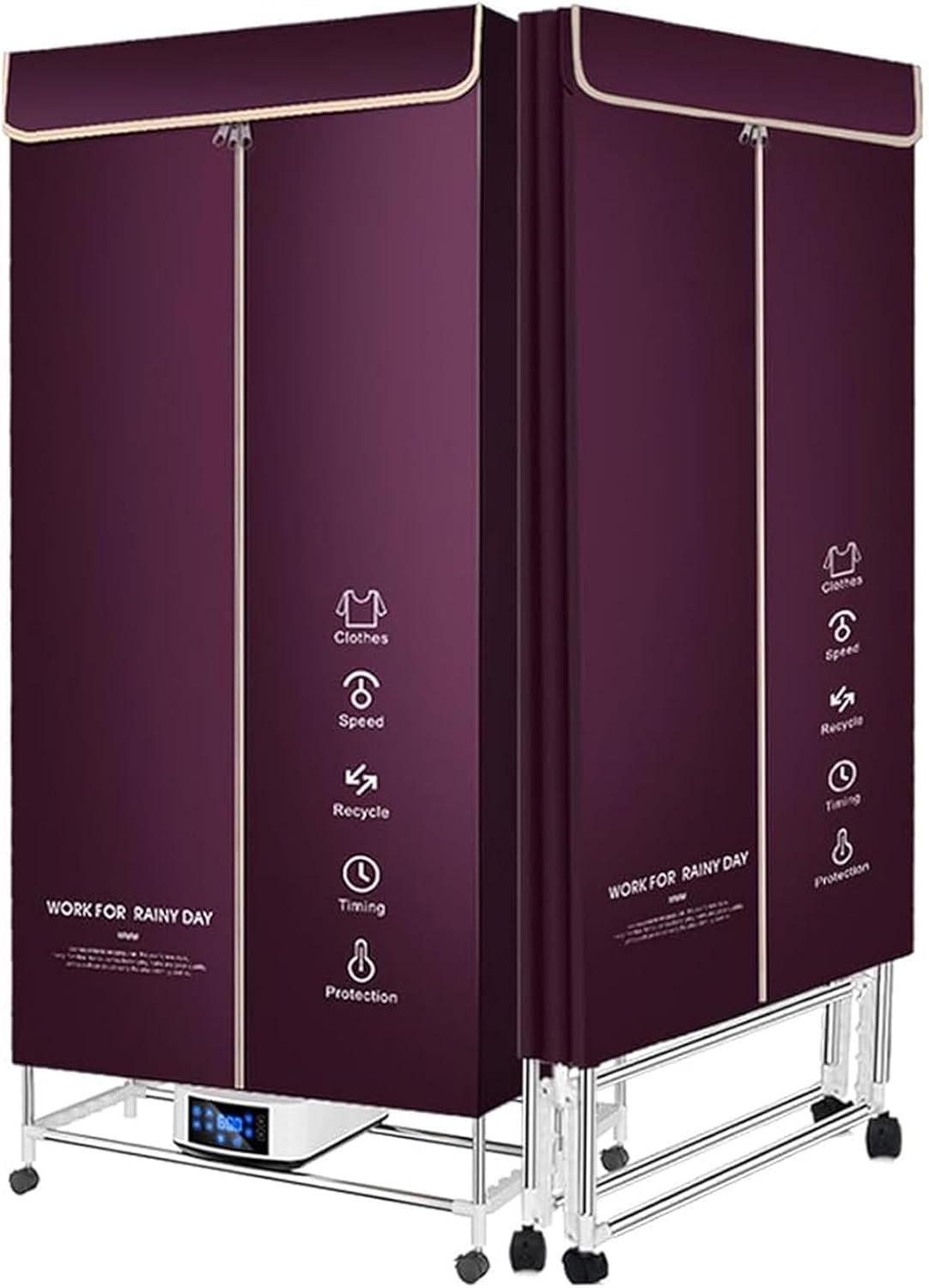 Portable Electric Heated Clothes Airer Dryer Rack, 3-Tier Electric Clothes Drying Rack, Warm Air Drying Wardrobe Automatic Time for Home & Dorms