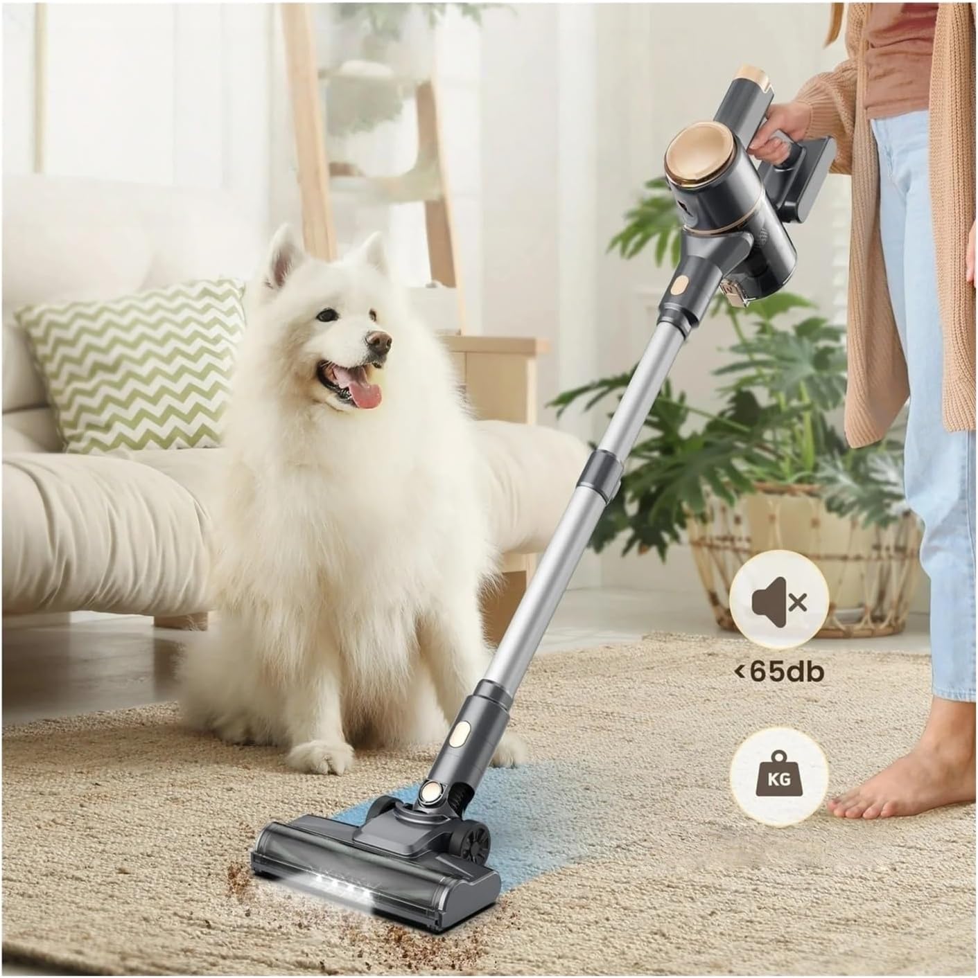 Cordless Vacuum Cleaner 25Kpa Powerful Suction 40 Mins Runtime Lightweight Rechargeable Stick Vacuum Compatible with INSE N8(N8 Blue)