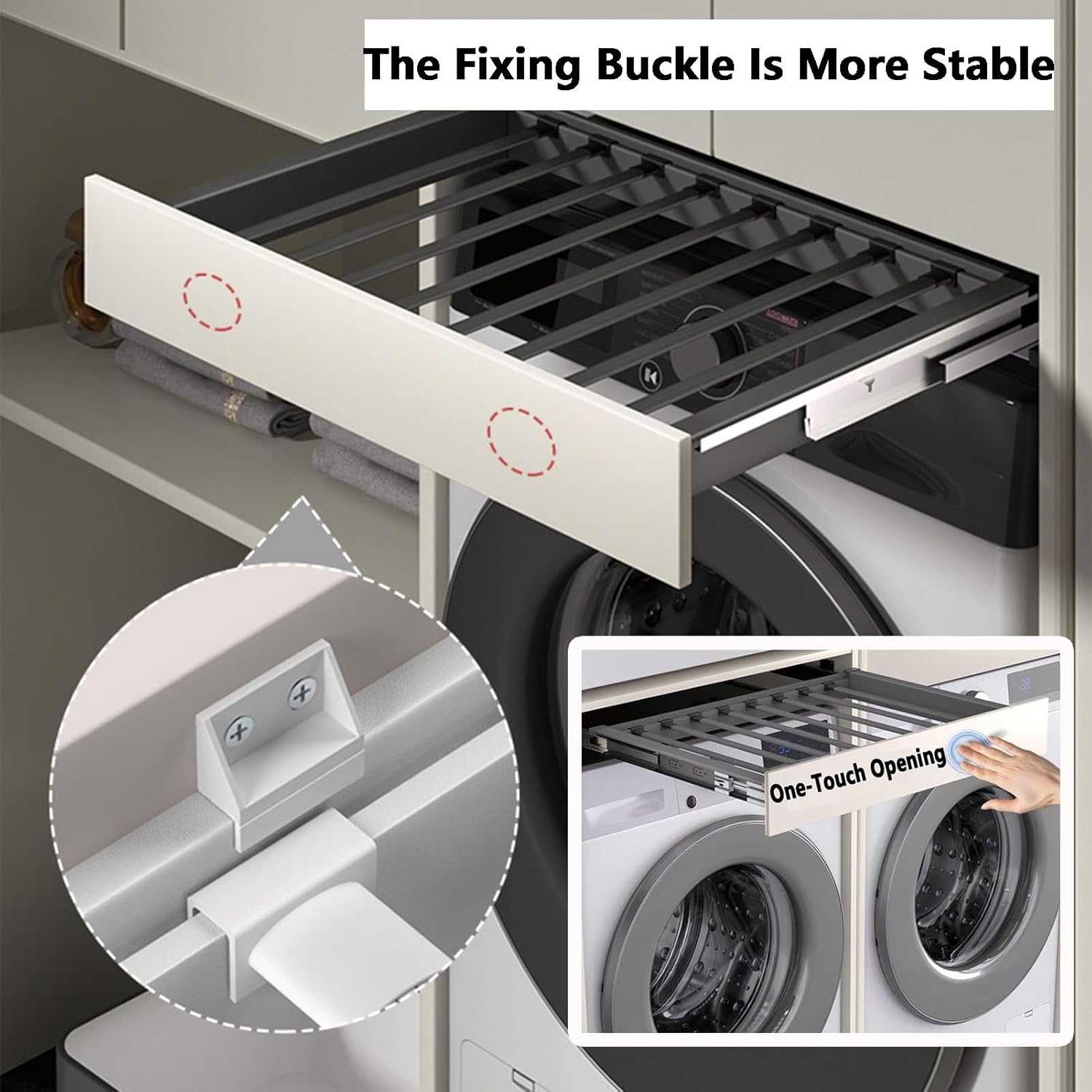 Retractable Clothes Hanger Above Washing Machine,Hidden Rebound Pull-Out Clothes Drying Rack,for Bedroom Cloakroom(Color2,664-714mm)