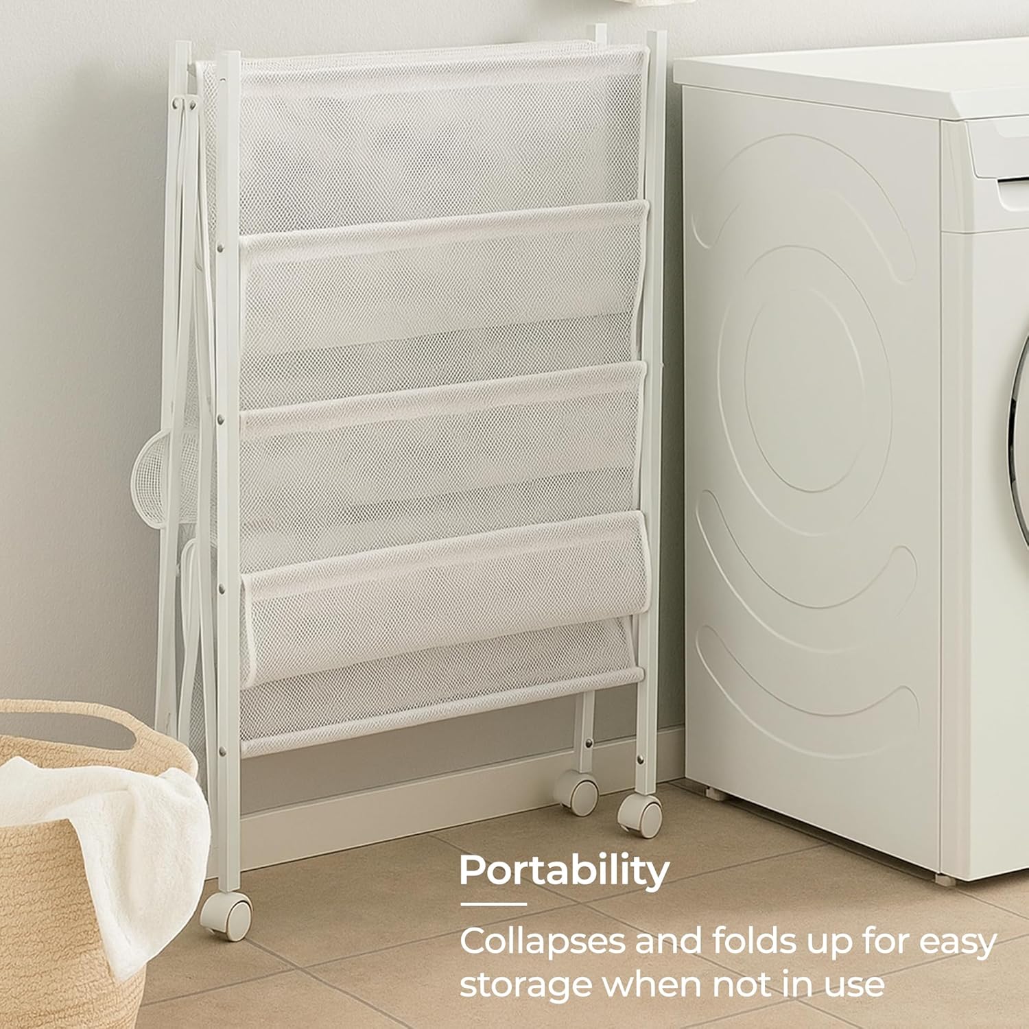 Honey-Can-Do 5-Tier Mesh Laundry Drying Rack – Soft Nylon for Sweaters, Delicates & Fine Washables – Foldable and Easy to Store