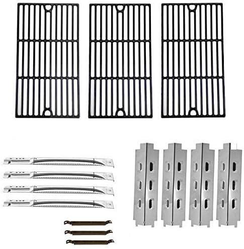 Repair Kit for Charbroil 463440109 BBQ Gas Grill Includes 4 Stainless Steel Burner, 4 Stainless Steel Heat Plate, 3 Crossover Tubes and Porcelain Cast Cooking Grates