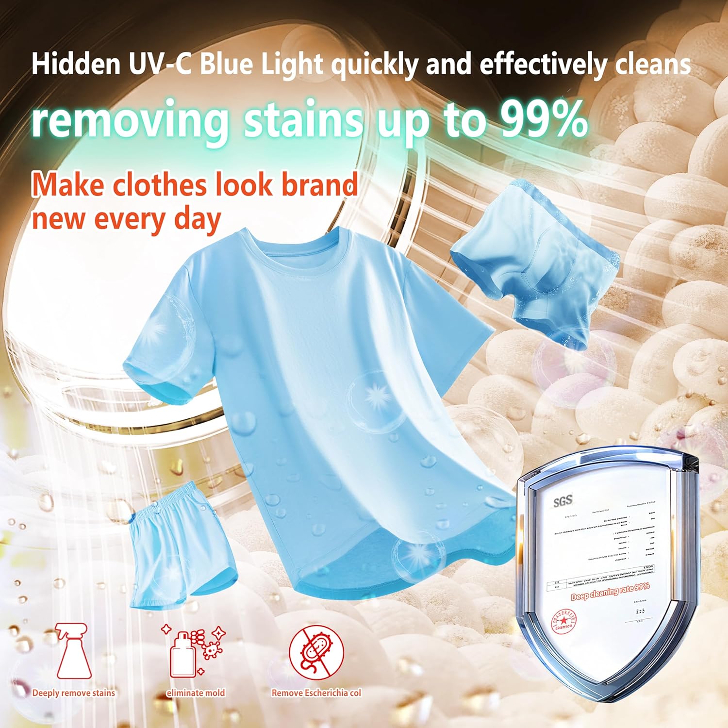 5.0 New Upgraded Portable Washing Machine 16L Mini Foldable Washer [SGS certified German high-efficiency motor] [Hidden UV-C cleaning]Foldable Design Ideal for Hotel, Home, Apartment and Campain