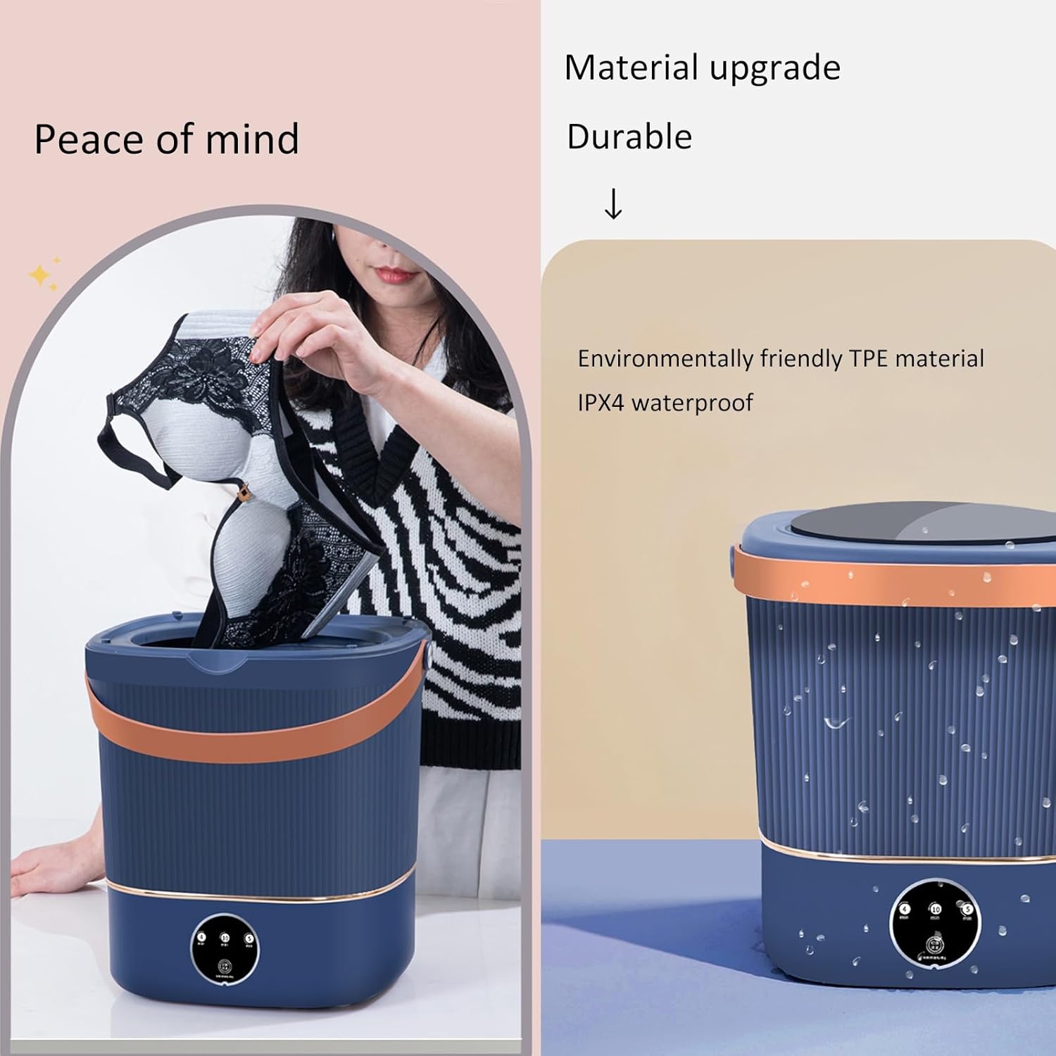 Portable Washing Machine, Small Washing Machine, Baby Washing Machine, 12l Upgrade Large Capacity, for Camping, Rv, Travel, Small Spaces (Color : Blue)