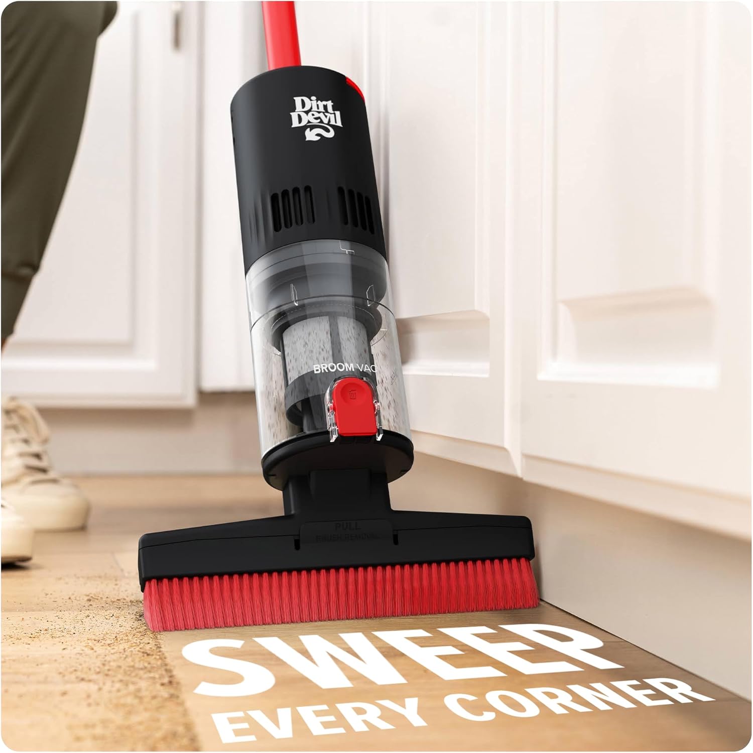 Dirt Devil Broom Vac Cordless Hard Floor Cleaner, Lightweight, Bagless, Rechargeable, Clean Every Corner, Nook, Cranny and Edge, Cordless Vacuum Cleaners for Home Use