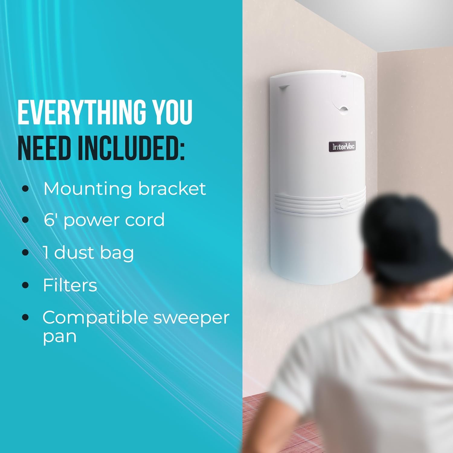 InterVac Design Complete Compact Central Vacuum System for Your Home, Appartment, Condo, Townhome, Workshop, Office, and Many More Living Spaces Under 2500 Square feet! New or Existing Homes.
