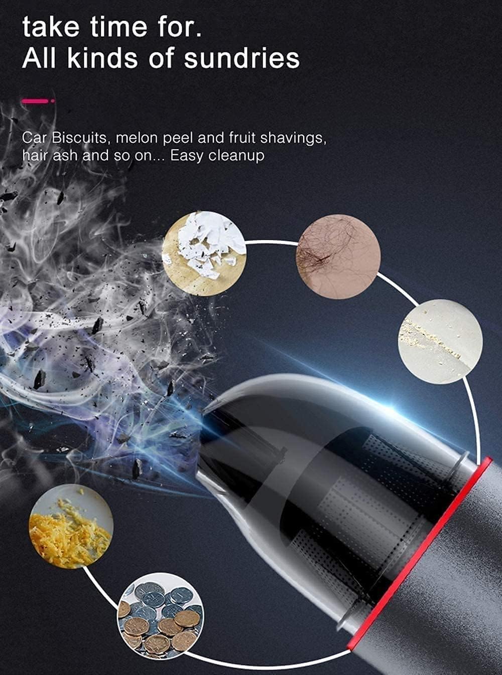 Handheld Vacuum Car Vacuum 100W Upgraded 5kpa Suction Hand Vacuum Cleaner Quickly Recharge Portable Mini Vacuum for Car Home Pets Cleaning