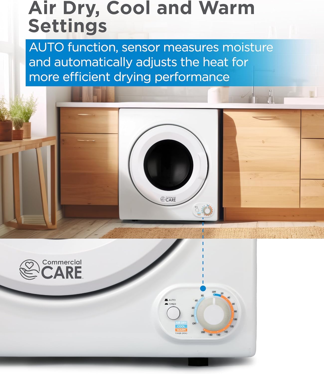 3.5 Cu. Ft. Portable Dryer, 120V Electric Dryer for Clothes, Holds Up To 13.2 lbs. or 6 kg. of Laundry, Stainless Steel Drum, 1500 Watts, White