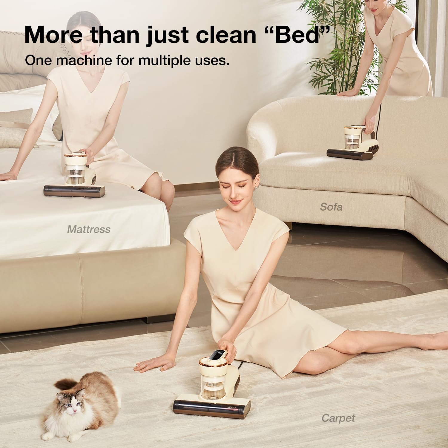 Jimmy WB63 Mattress Vacuum Cleaner UV Sanitizing | Bed Vacuum Cleaner for Dust Mites, Corded with UV-C Light, Strong Suction, Dual Cyclone Filtration for Deep Mattress Cleaning & Upholstery