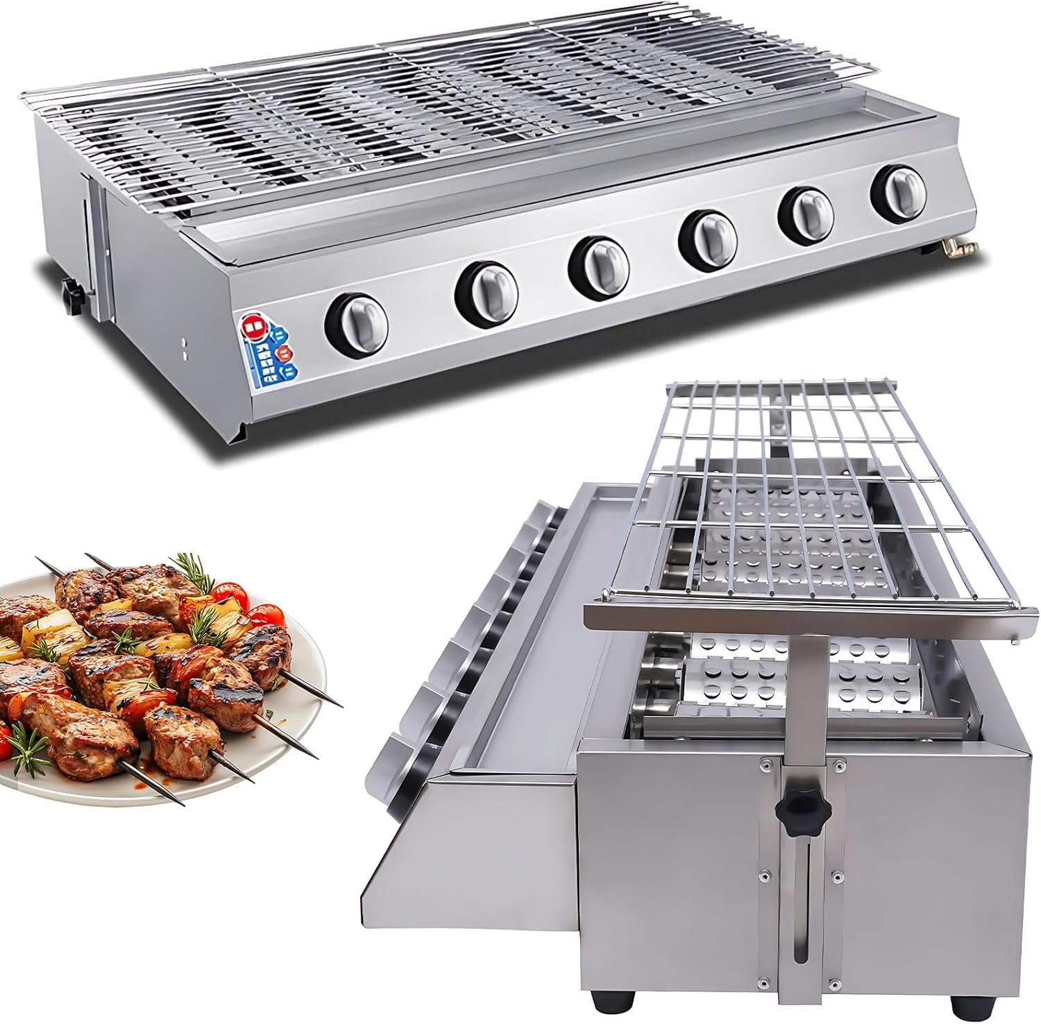 Height-Adjustable Propane Grill & Outdoor BBQ Griddle, 8 Burners with Fast Heating, Large Cooking Surface for Patio, Garden Parties and Camping Trips