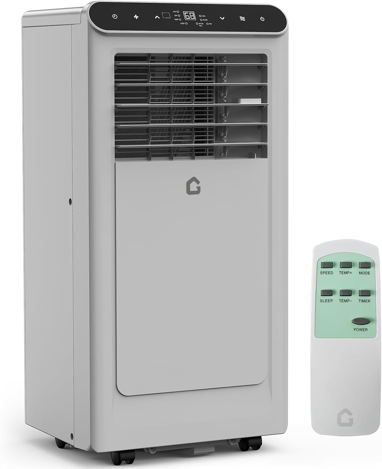 GarveeHome 8,000 BTUs Portable Air Conditioner with Remote Control, 3 in-1 Quiet Portable AC with Cooling, Dehumidifier, Fan, Smart/Sleep Mode, 2 Speed, Cools Room up to 350 sq.ft, Grey