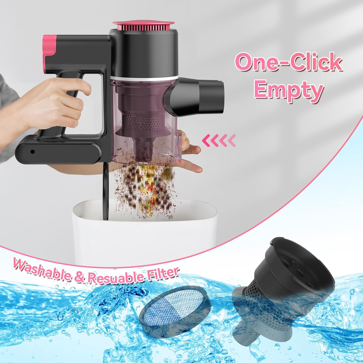 N8 Cordless Vacuum Cleaner, Lightweight Stick Vacuum with Powerful Suction, 2200mAh Battery, 40 Mins Runtime, Self-Standing, Rechargeable Vacuum Cleaners for Home Hardwood Floor Carpet Pet Hair