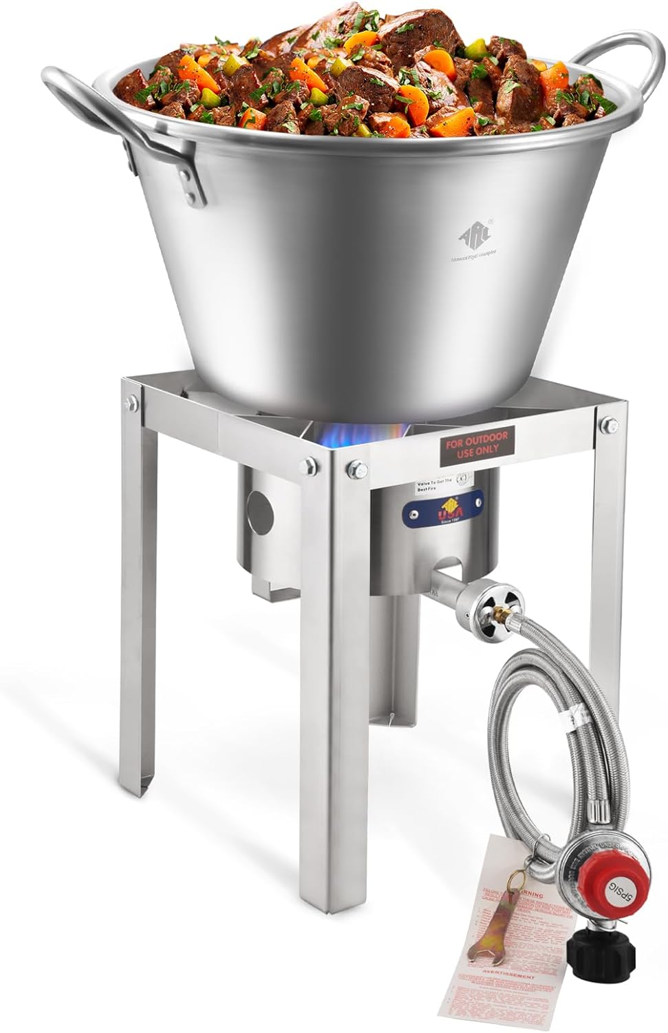 ARC Stainless Steel Mexican Cazo Para Carnitas With 55,000BTU Propane Burner Camping Stove,Outdoor Gas Stove Burner Cooker for Cooking for Turkey Fry,Homebrewing,Seafood Boiling