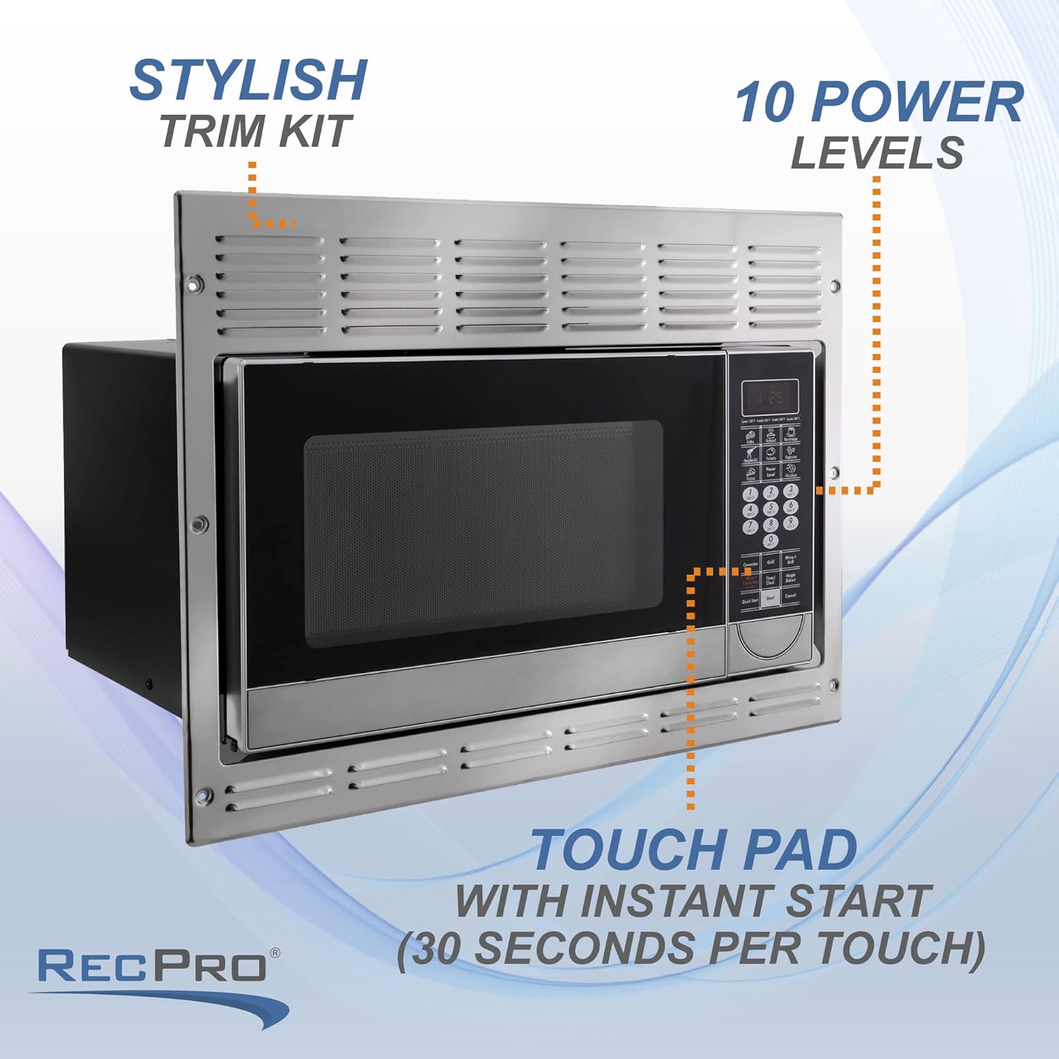 RecPro RV Convection Microwave Stainless Steel 1.1 cu. ft | 120V | Microwave | Appliances | Direct Replacement for Greystone