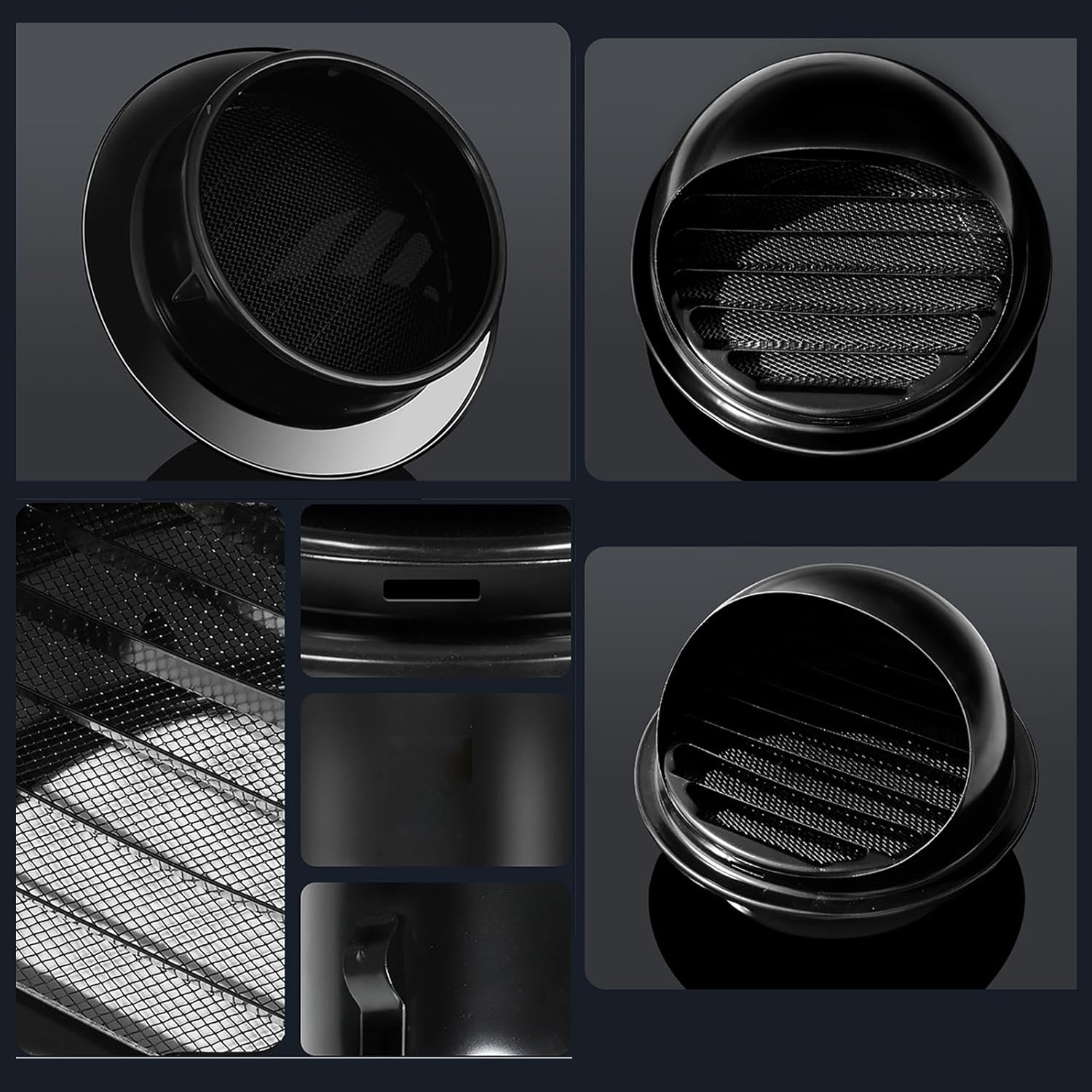 Round Wall Vent Cap - Mesh Screen and 304 Stainless Steel Louver Grille, Weatherproof and Durable Design for Outdoor Wall Use Apartments, Garages (White 190mm)