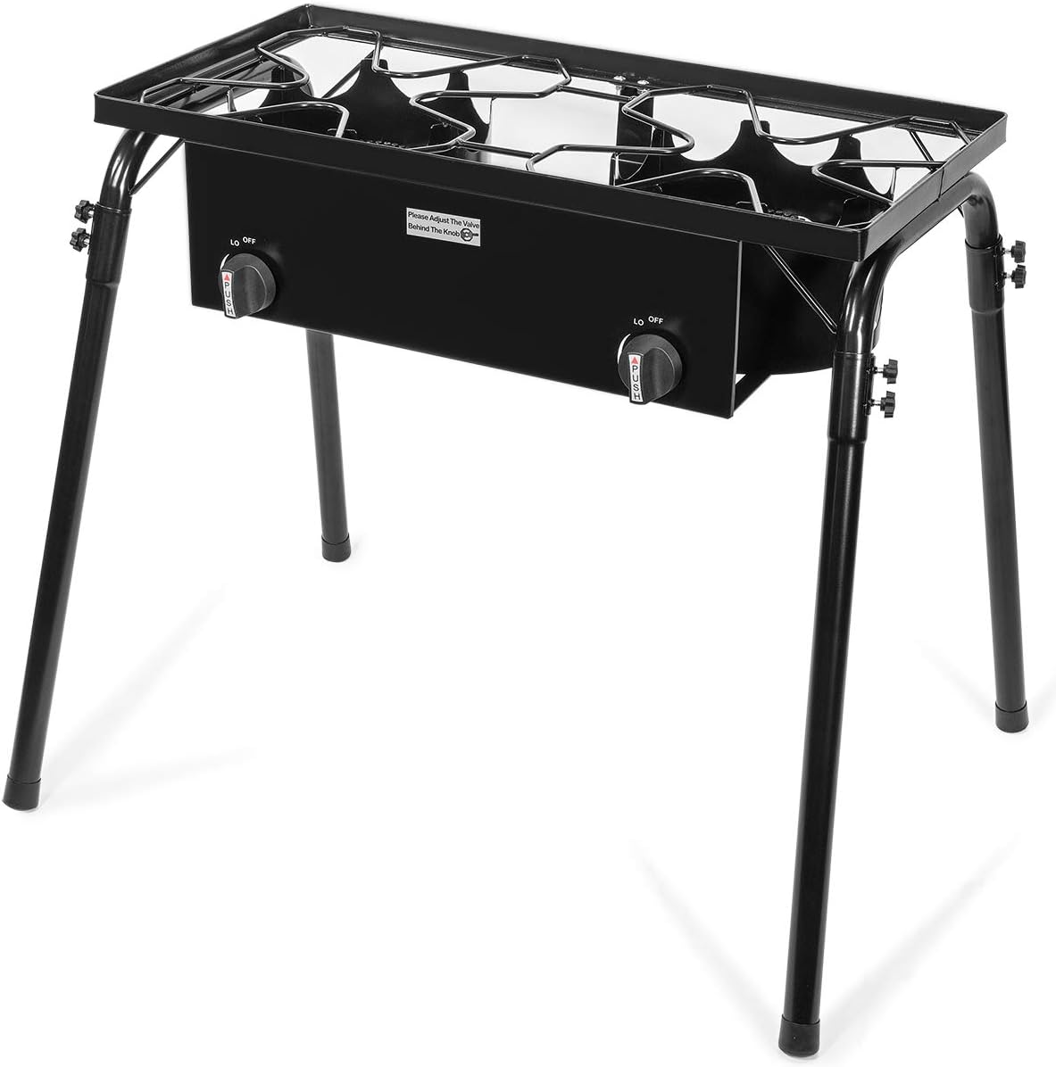 Barton 130,000 BTU Double Stove Gas Burner Stand w/Regulator High Pressure Detachable Legs Outdoor Propane Portable Camping Cooking Range