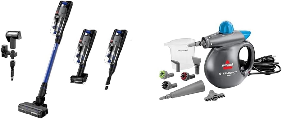 Bissell PowerClean FurFinder 200W Self-Standing Cordless Vacuum Steam Shot Omni Handheld Portable steam Cleaner