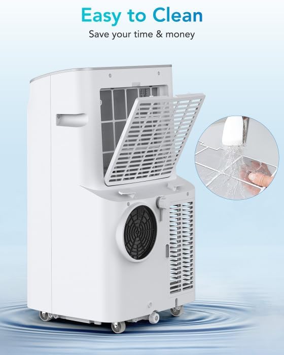 2024 Upgraded 12000 BTU Portable Air Conditioner, 3-in-1 Cooling, Dehumidifier & Fan for Rooms Up to 550 Sq. Ft, Remote Control, Sleep Mode, Timer, 3 Speeds, Auto Swing