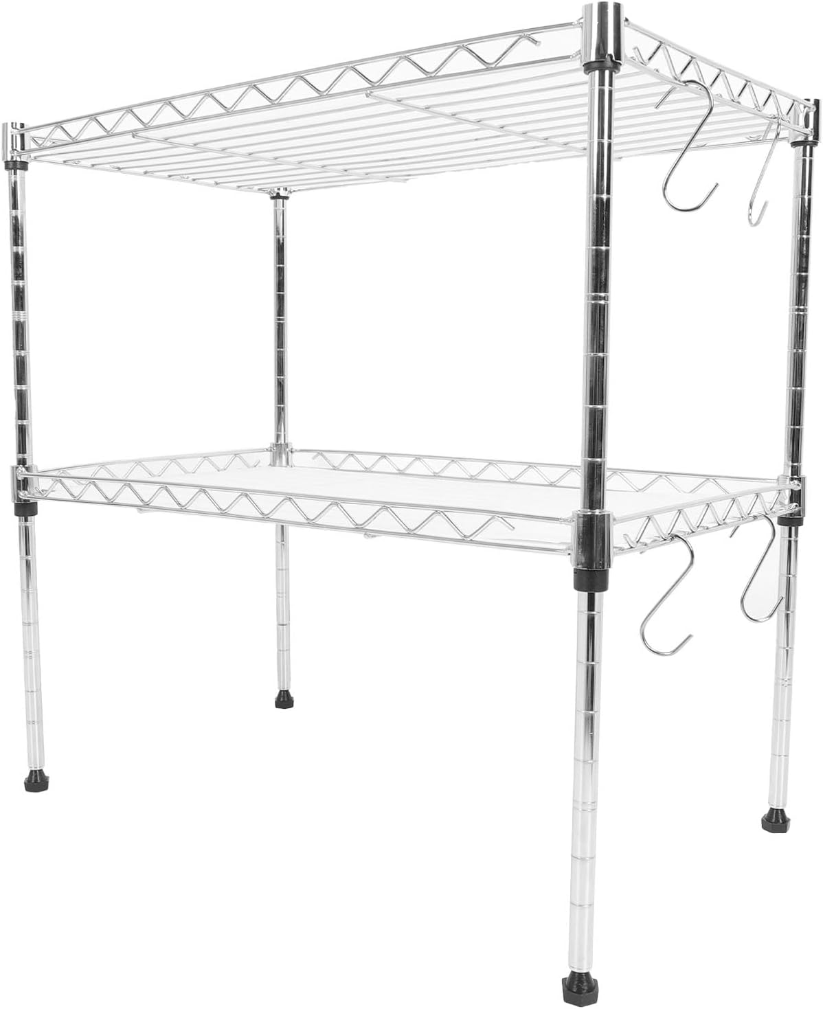 Microwave Rack Double Layer Adjustable Over Microwave Shelf for Kitchen Storage with Carbon Steel Multifunctional Countertop Stand