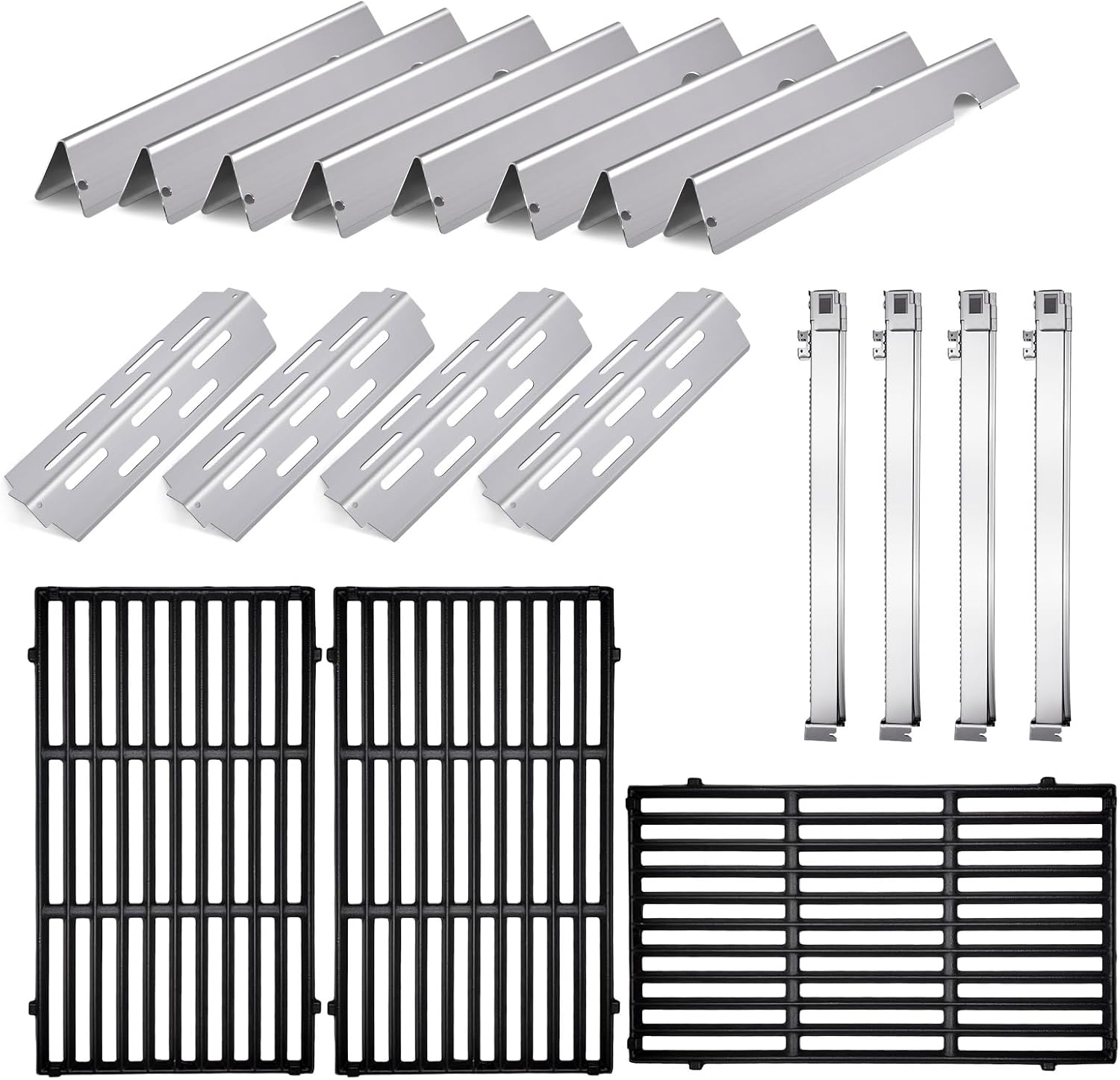Grill Burners Parts for Weber Genesis 2 E-410, S-410, Genesis II Grill LX E-440, S-440, Cast Iron Grill Grates Weber 66089, 66097, 66041, 66033, 66796, Stainless Steel Flavorizer Bars