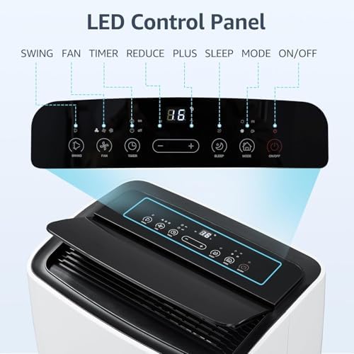 Smart 12,000 BTU Portable Air Conditioner Cools Up to 500 Sq.Ft, 3-IN-1 Energy Efficient Portable AC Unit with Remote Control & Installation Kits for Rooms Between 550-750 sqft