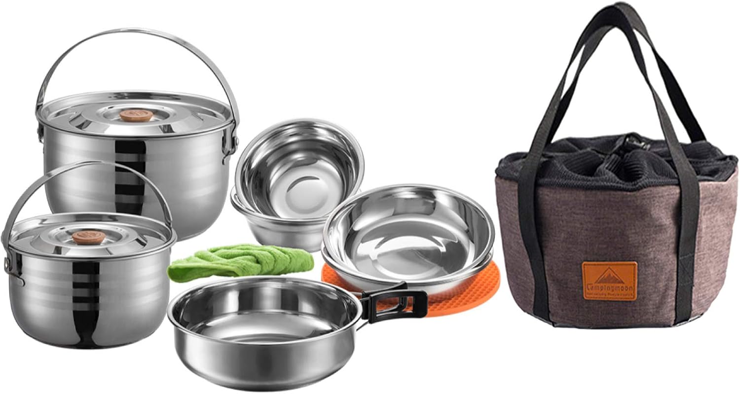 Camping Moon Field Cooker, Tableware, Stainless Steel Cooker Set