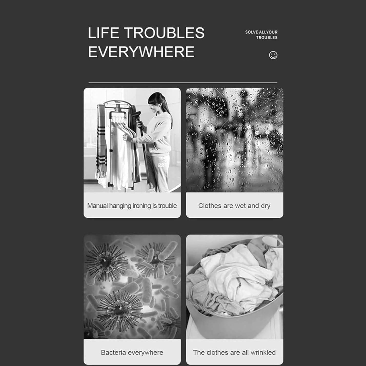 800w Automatic Ironing Machine, Clothes Dryer, Disinfects and Dries Clothes, 360° Hot Air Circulation/240min Intelligent Timer, Portable, Home