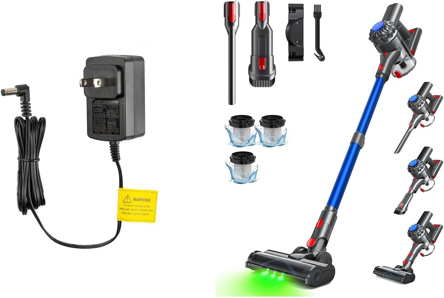 Cordless Vacuum + Adapter, 45Mins Powerful Vacuum Cleaners for Home, Lightweight Stick Vacuum Cordless