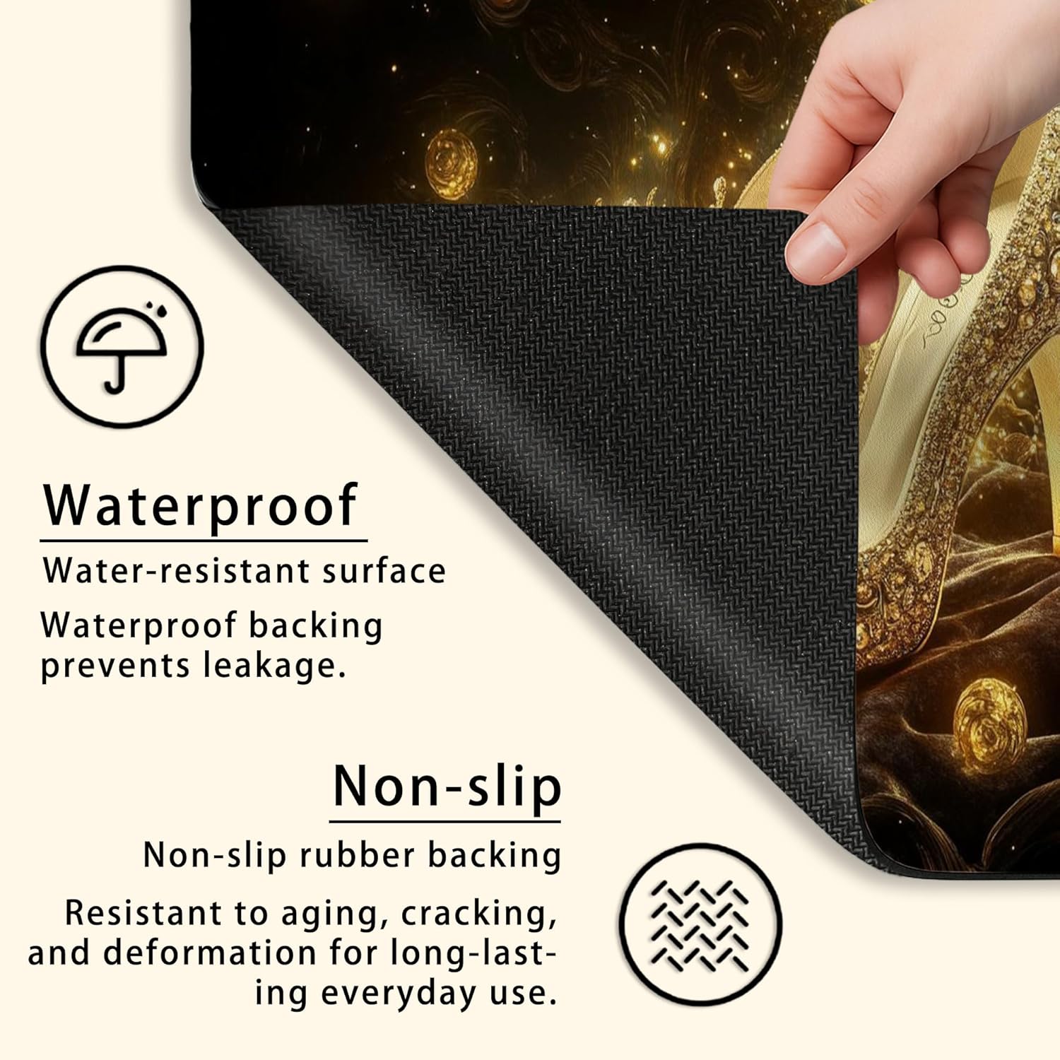 Elegant Gold Washer Dryer Top Protector Mat, Luxurious Jewel Pattern Laundry Machine Dust Covers, Opulent Rubber Anti-slip Waterproof Washer And Dryer Mats for Home Decor 24x24 Inch
