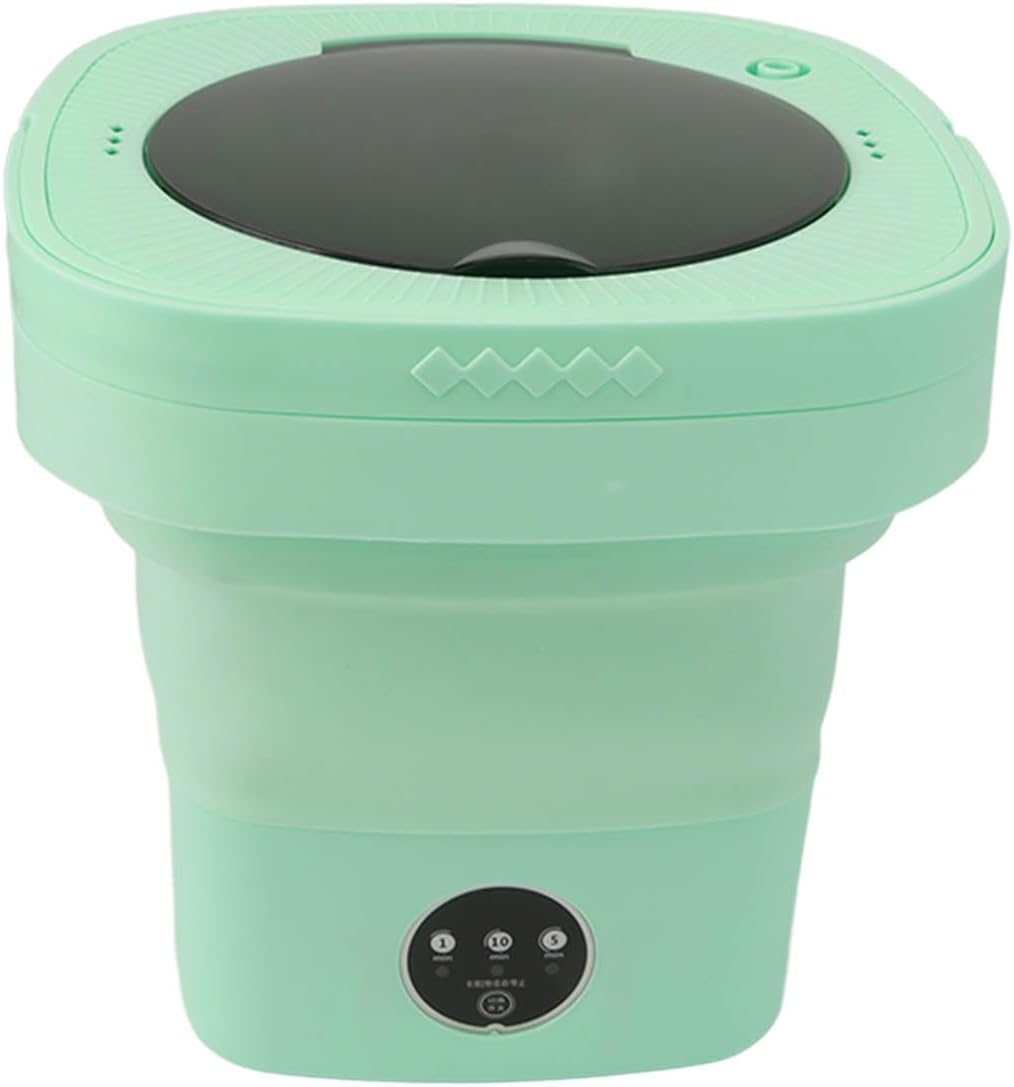 POCREATION 6.5L Washing Machine, Portable Washing Machine Folding Portable Automatic Deep Wash and Spin Dry Washer with Water Tube 100‑240V (US Plug)