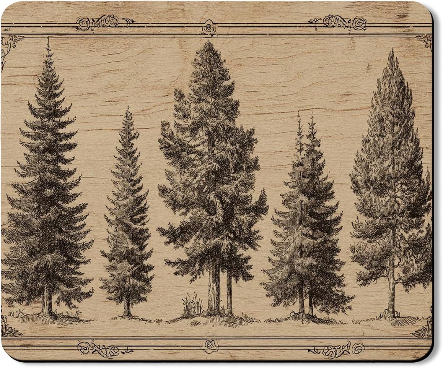 Tree Design Washer Dryer Top Protector Mat, Rustic Vintage Laundry Machine Dust Covers, Eco-friendly Rubber Anti-slip Waterproof Washer and Dryer Mats for Home 20x24 Inch