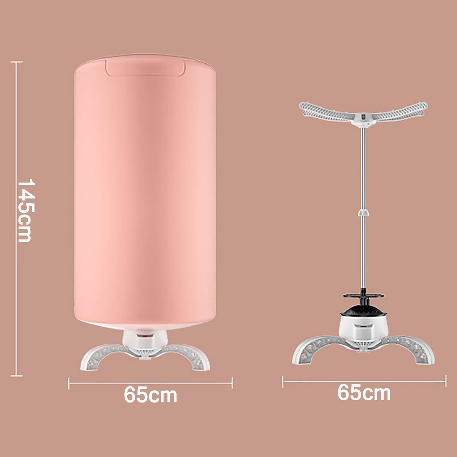 Round Electric Drying Rack, 900W Double Layer Dryer, 0-240 Minutes Timer, 360 ° Cycle Warm Air, No Harm to Clothes Waterproof Cover (Color : Pink)