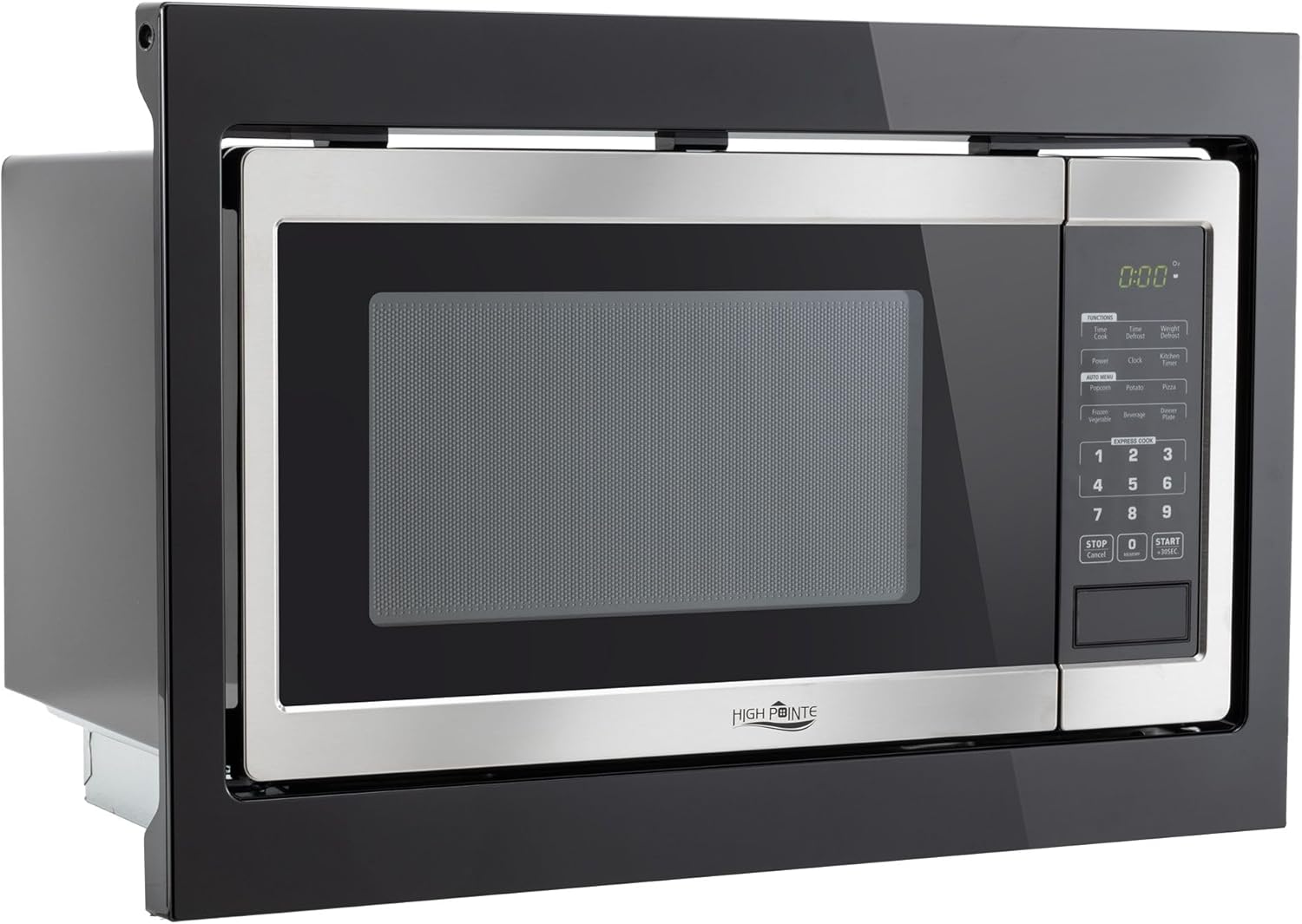 Tough Grade RV Built-In Microwave with Trim Kit | 1.0 Cu. Ft. Flatbed Design | Stainless Steel & Black | 120V | 10 Power Levels | 6 Auto Cook Options | No Turntable | Touchpad Controls | Lightweight