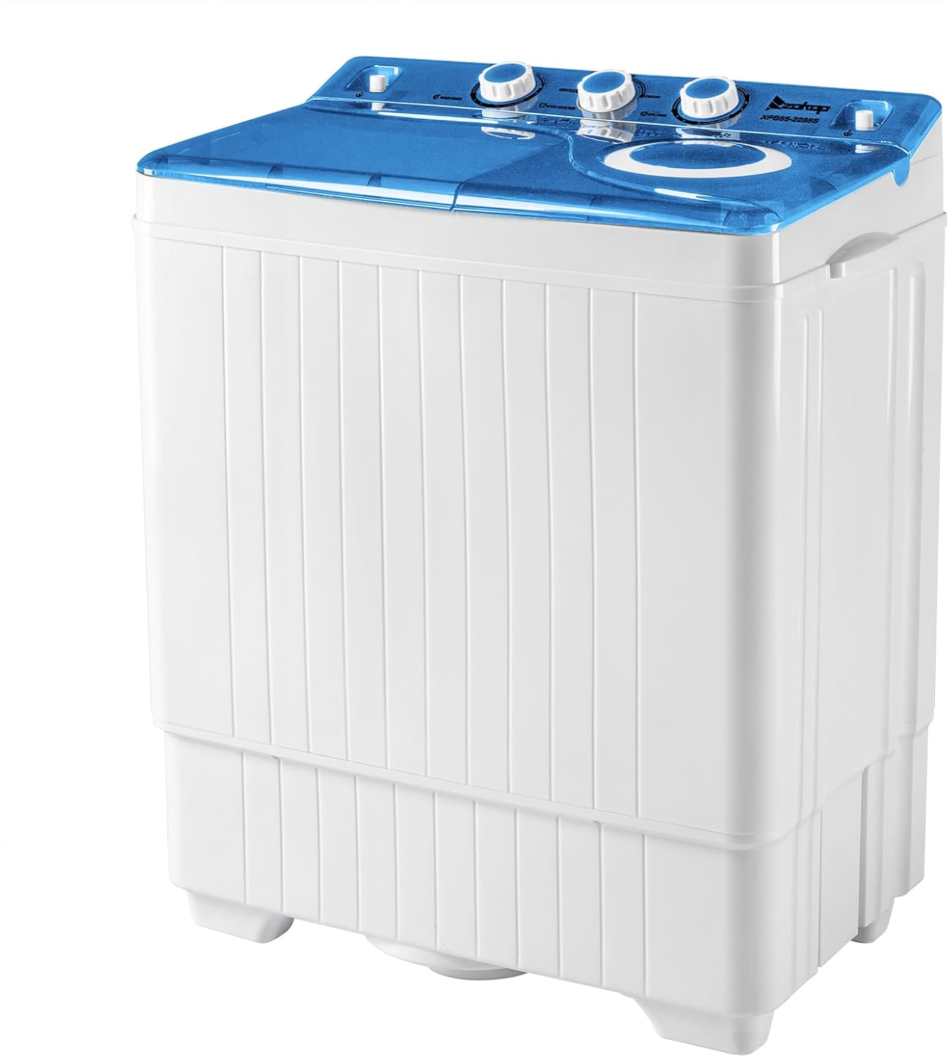 26LBS Portable Washing Machine, Washer(18Lbs) and Spinner(8Lbs), Mini Compact Twin Tub Washer and Dryer Combo with Pump Draining, Great for Dorms Apartments RV Camping (White & Blue)