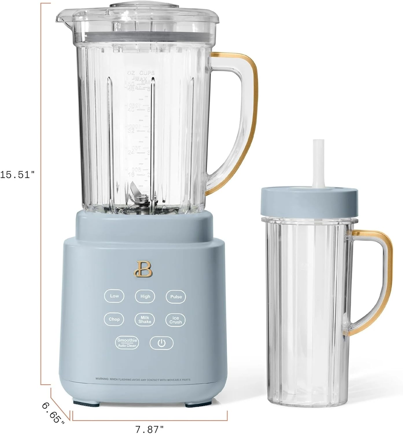 PowerExact Blender System by Drew Barymorre, 700-Watt, PrecisionSense™ Tech, 3 Speeds, 4 Presets, 50oz Tritan Jar + 20oz Cup, Touch Display, Ice Crush & Smoothie (Cornflower Blue)