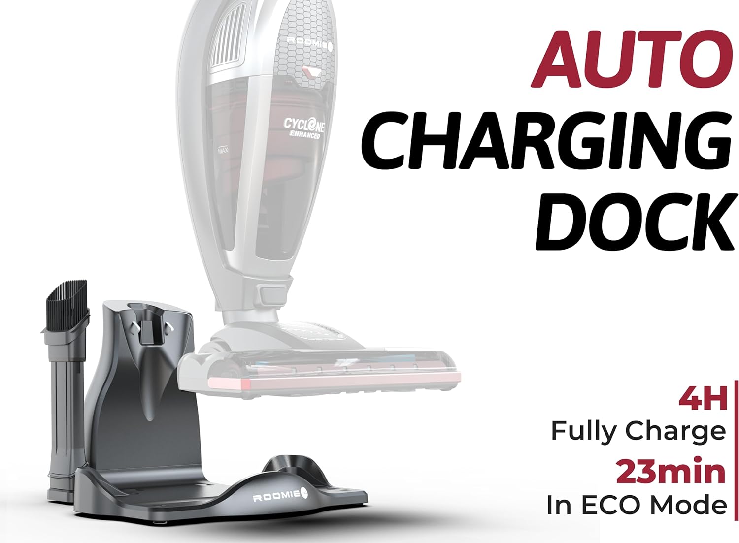 Roomie Tec SlimVac Cordless Vacuum Cleaner for Home – 2200mAh Battery, High Suction Power, Lightweight 2-in-1 Handheld with Bagless Filter, 6 LED Headlights and Auto Recharge Station - Vincent