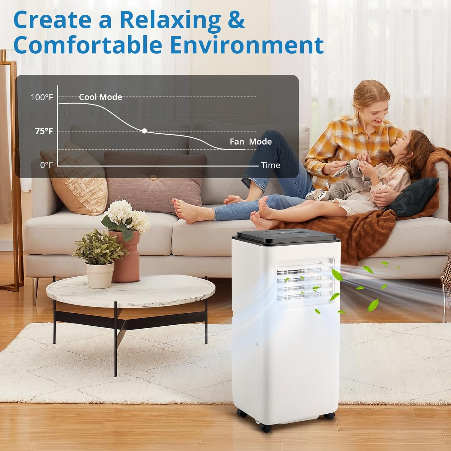 Portable Air Conditioners, 10000 BTU Portable AC, Cools up to 450 Sq. Ft 3-in-1 Mobile AC for Room with Dehumidifier Fan Sleep Mode, 24H Timer, Remote Control, and Window Installation Kit Included