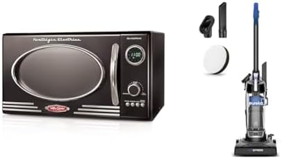 Nostalgia Retro Countertop Microwave Oven - Large 800-Watt - 0.9 cu ft & Eureka Airspeed Ultra-Lightweight Compact Bagless Upright Vacuum Cleaner, Replacement Filter, Blue