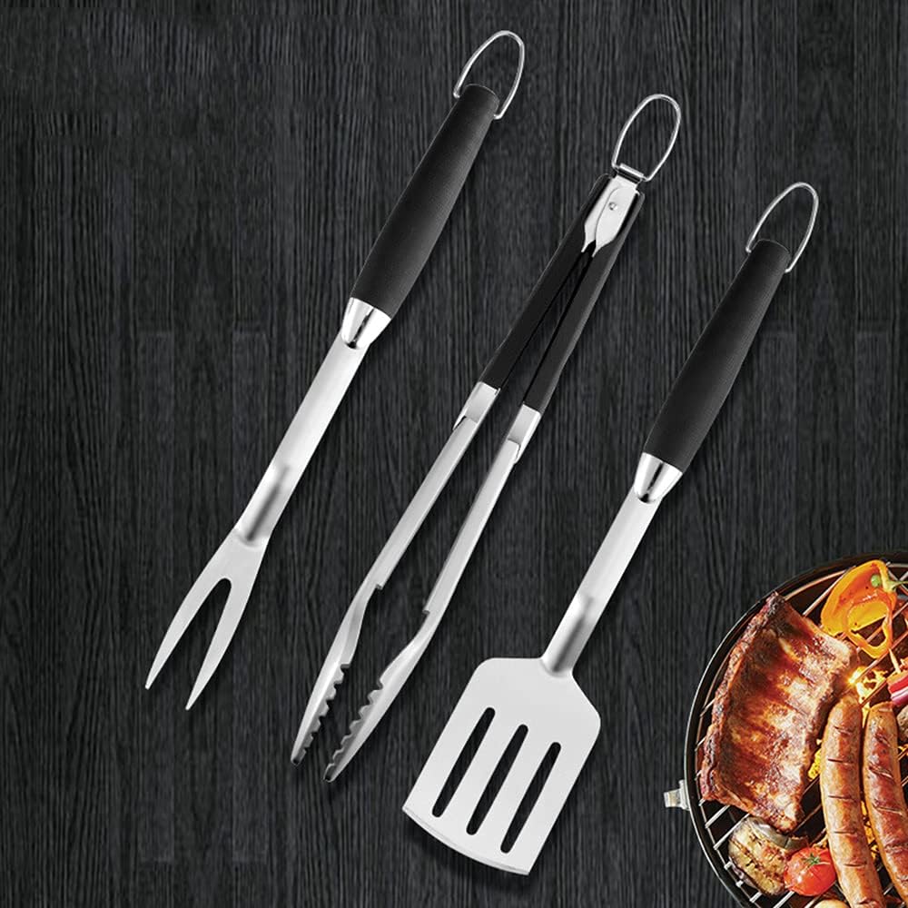 Outdoor BBQ Plastic Handle Stainless Steel Combination Barbecue Fork Spatula Clip Three-Piece Fitting