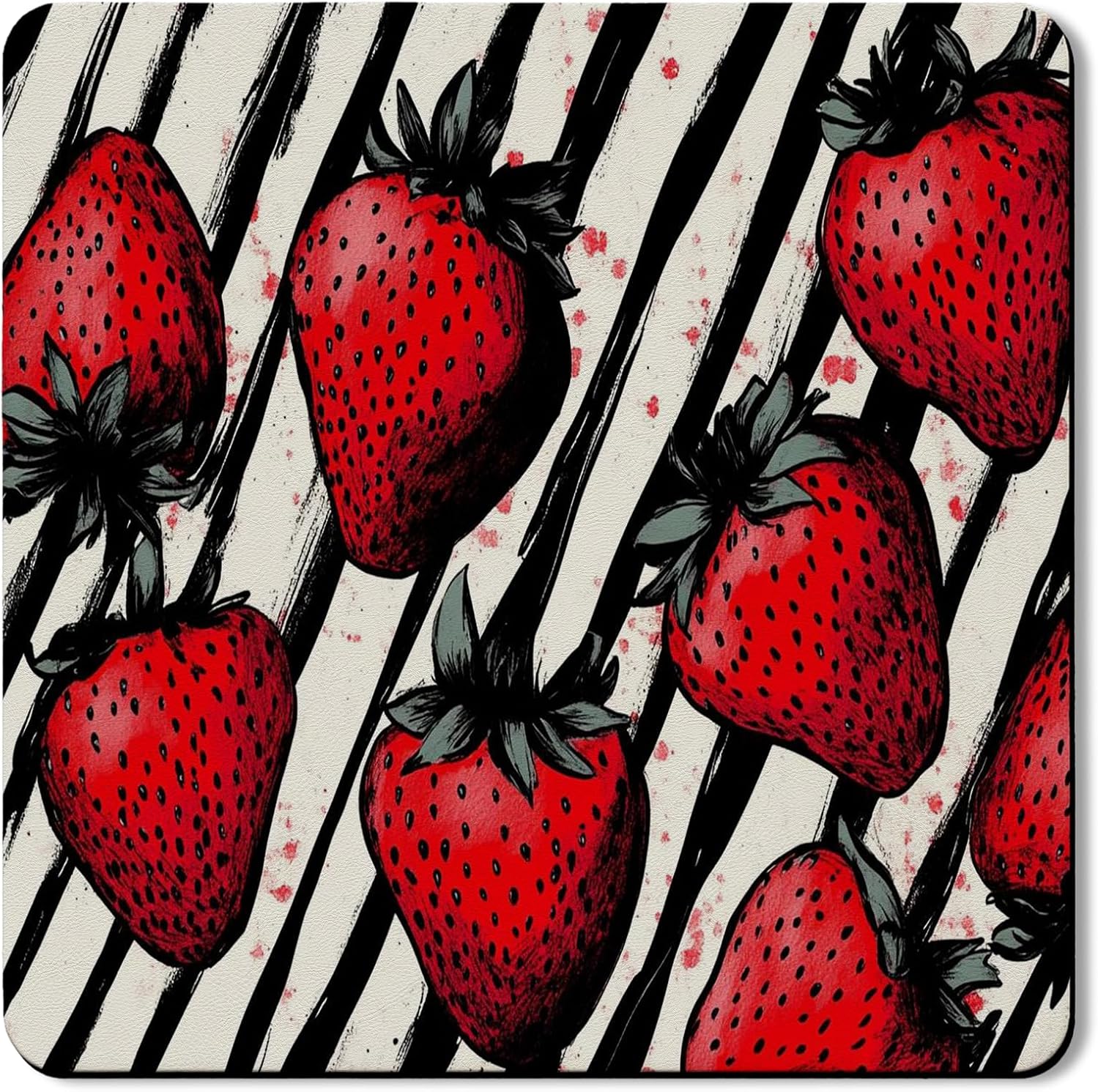 Strawberry Washer Dryer Top Protector Mat, Retro Botanical Red Berry Laundry Machine Covers, Festive Print Anti-slip Waterproof Washer And Dryer Mats for Laundry Room 24x24 Inch