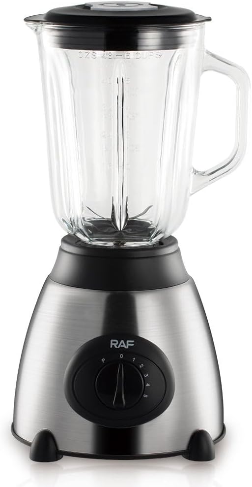 Professional Electric Blender, 1000W Motor, 1.5L Glass Jar, Stainless Steel 6-Blade System, 12000RPM Power, BPA Free