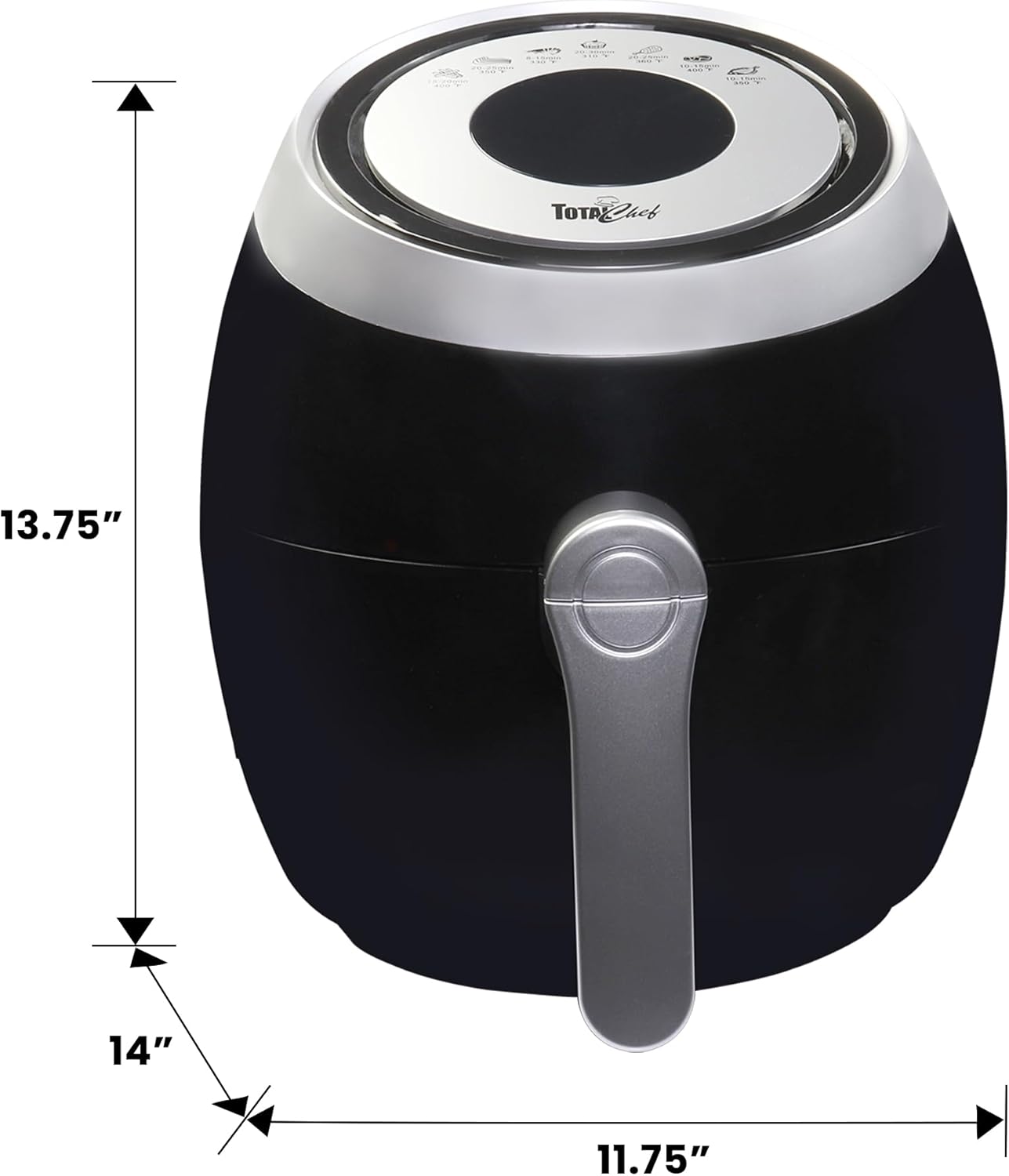 Total Chef Air Fryer - Aerogrill, Non-Stick Frying Basket, French Fry, Digital Touch Screen, 7 Presets, Freidora Eléctrica, Countertop Cooking Kitchen Appliance, 3.8 quart Black