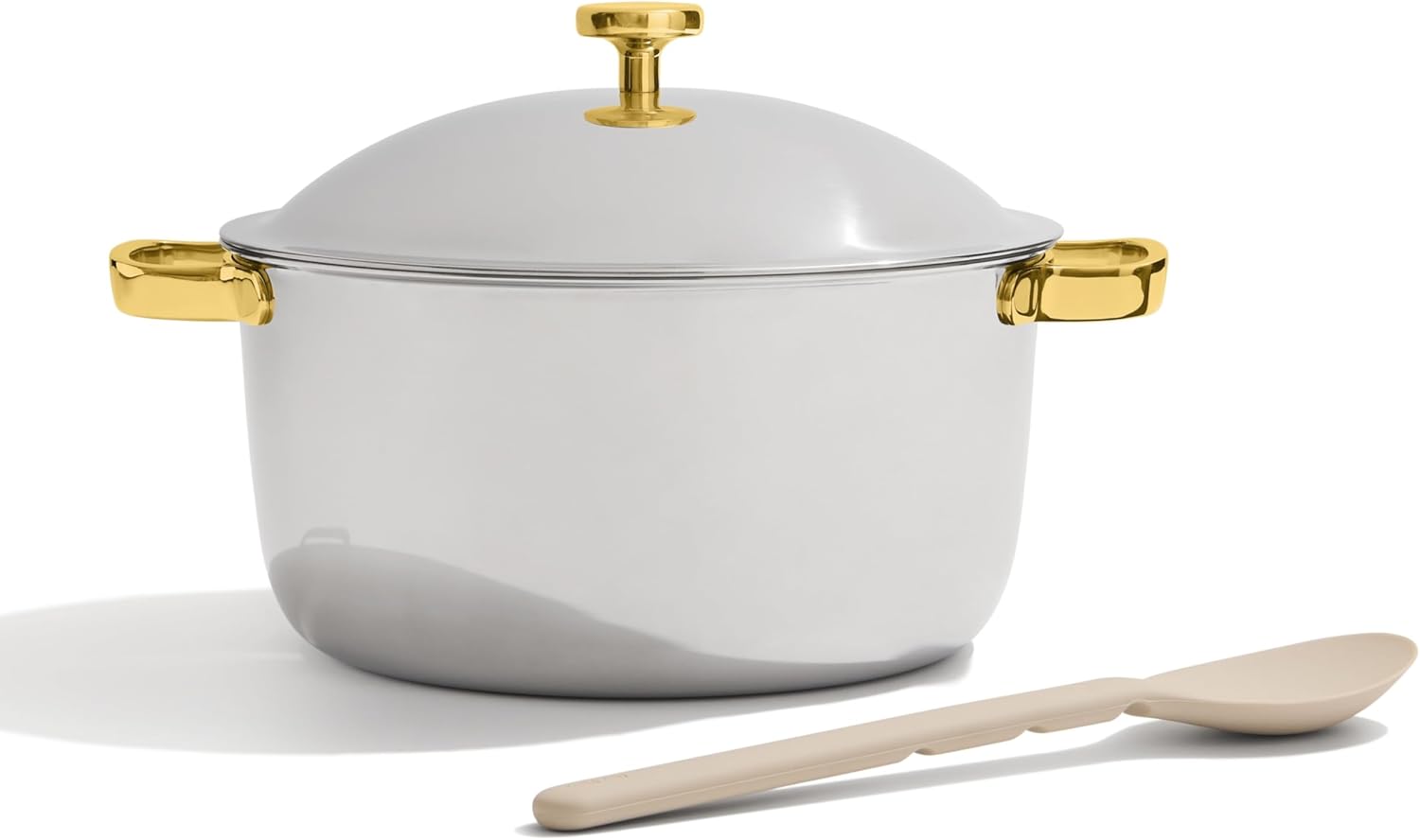 Our Place Titanium Perfect Pot Pro | 6.75 Qt Stock Pot with Lid & Silicone Spoon | PFAS-Free Nonstick, Fully-Clad Tri-Ply Stainless Steel & Aluminum | Induction & Oven-Safe up to 750°F | Gold