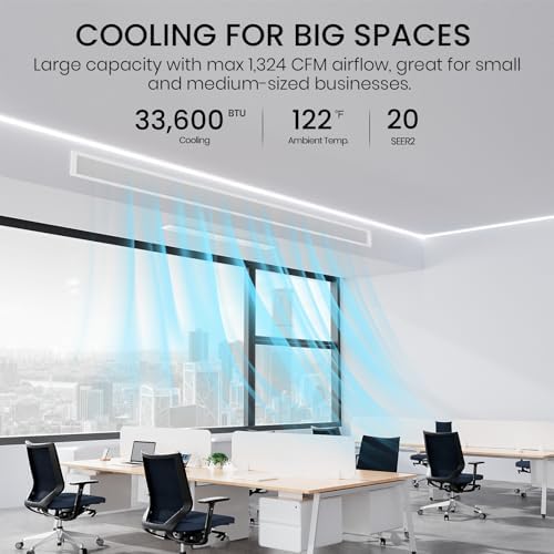 TOSOT 34,000 BTU Ducted Mini Split Air Conditioner, Concealed Ducted AC with Built-In Water Pump and Smart Wired Controller, 230V, Large Airflow for Light Commercial & Residential Use, Cosmo Series