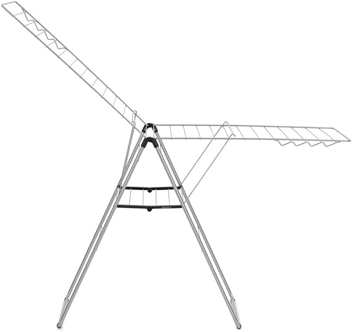 Brabantia HangOn Laundry Drying Rack (82ft / Metallic Gray) Compact, Foldaway, Adjustable Indoor Stainless Steel Clothes Horse
