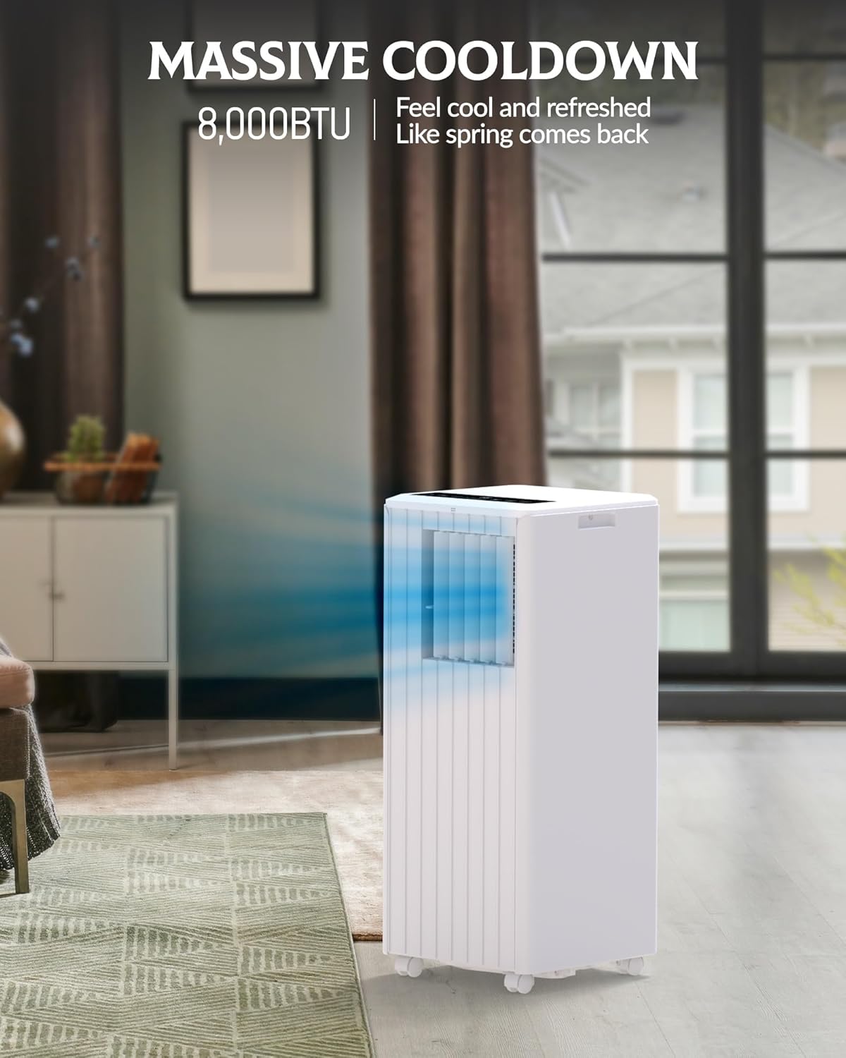 【𝗡𝗲𝘄 𝗨𝗽𝗴𝗿𝗮𝗱𝗲】 8000 BTU Portable Air Conditioner - 3 in-1 AC Unit, Dehumidifier & Fan with Sleep Mode, 24-Hr Timer & Eco Mode for 350 Sq.Ft Rooms, Includes Remote & Washable Filter
