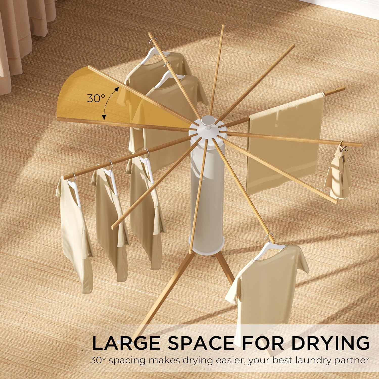 Tripod Clothes Drying Rack, Garment Rack Portable and Foldable Space Saving Laundry Drying Rack - Dryer Rack Clothing Floor Folding Balcony Bedroom Household