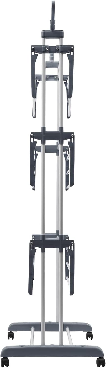 Clothes Drying Rack, Multifunctional Stainless Steel Folding Clothes Drying Rack, 4-Tier Metal Laundry Garment Dryer Stand for Bedroom, Lofts, Balconies, Patios (Gray)