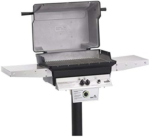 T-Series T40 Commercial Cast Aluminum Propane Gas Grill with Timer On In-Ground Post