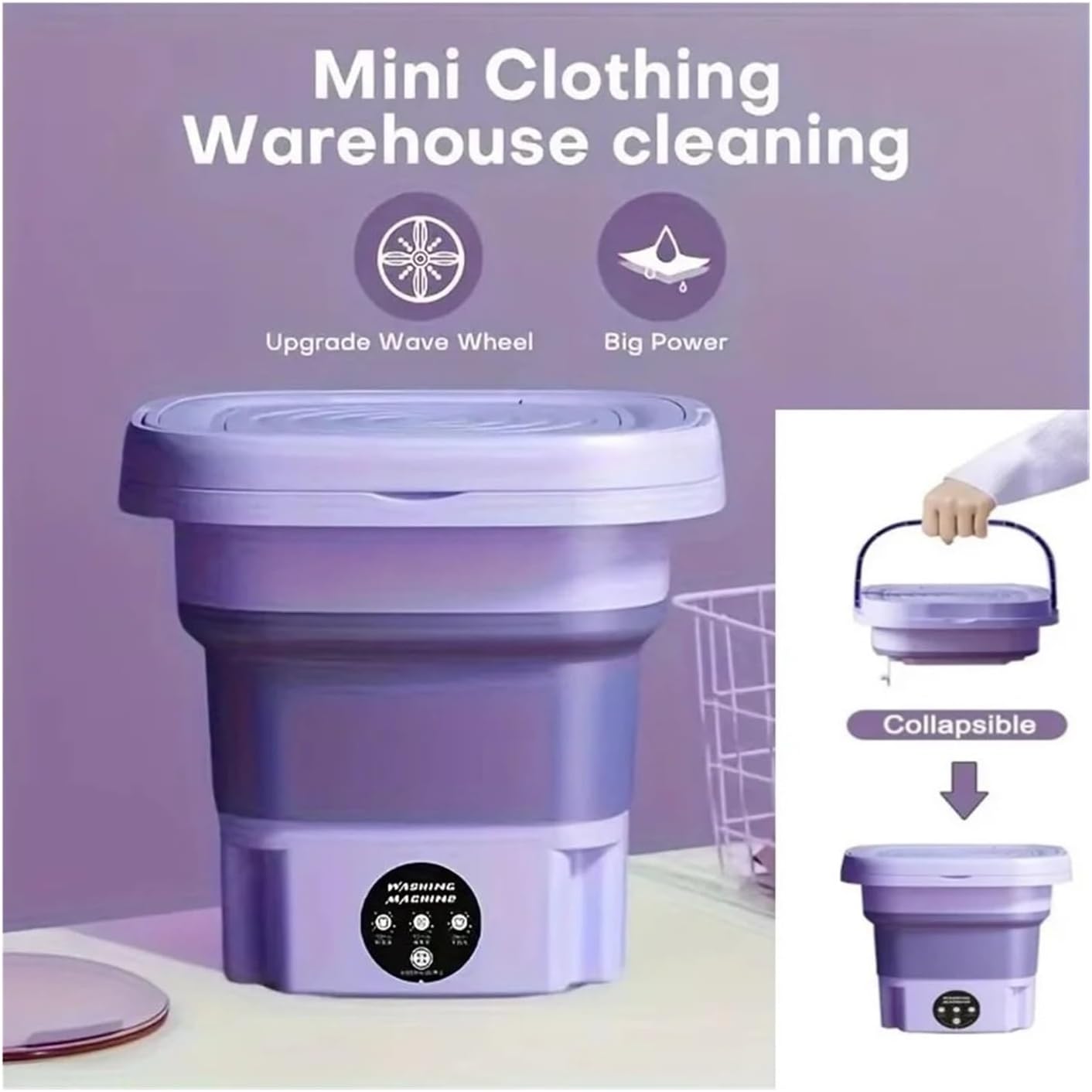 Portable Small Foldable Washing Machine with Spin Dryer For Socks Underwear Panties Washer Household Mini Washing Machine,for Travel,Camping, RV & Dorms